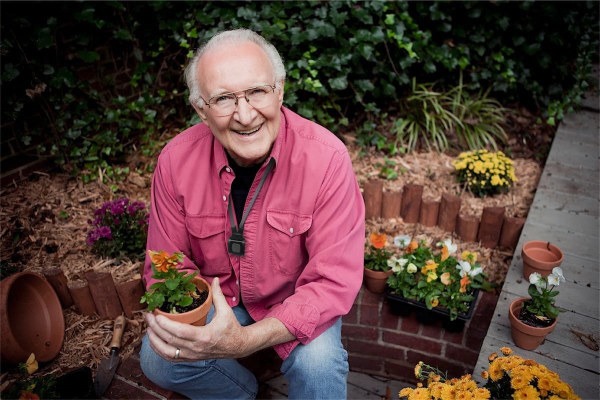 Man in garden with pendant